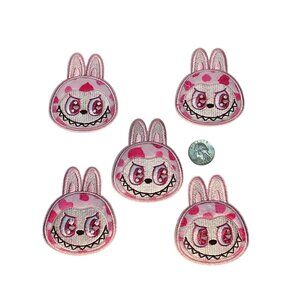 Labubu 5 Pack Iron/Sewn ON Fabric Embroidered Patches 3" Pinks New
